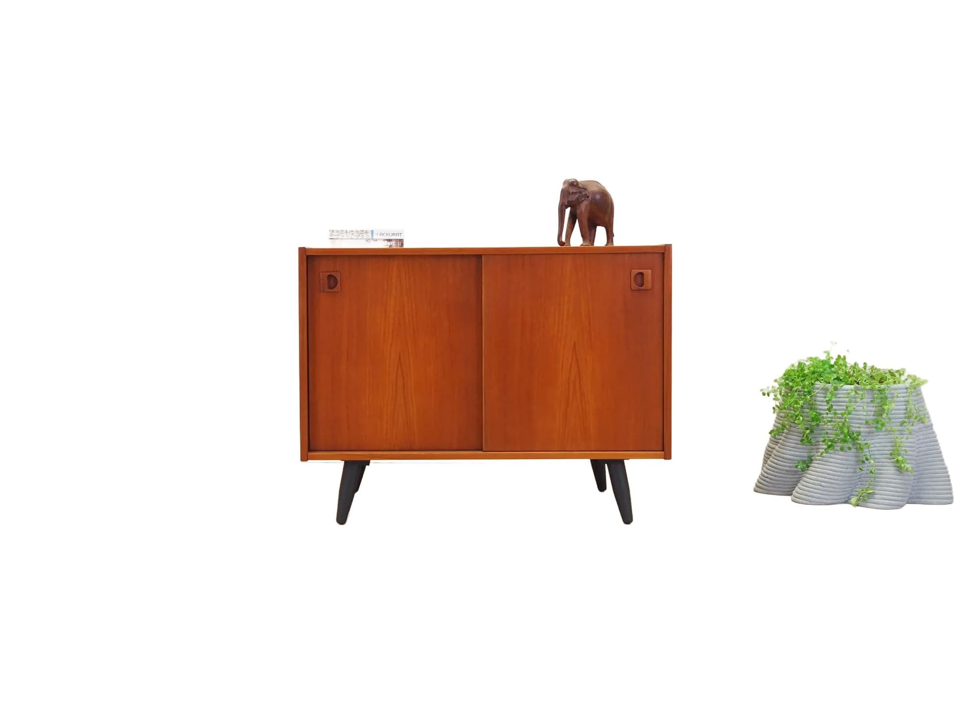 Cabinet, orange teak, black wood, Denmark, 1970s. - 26085