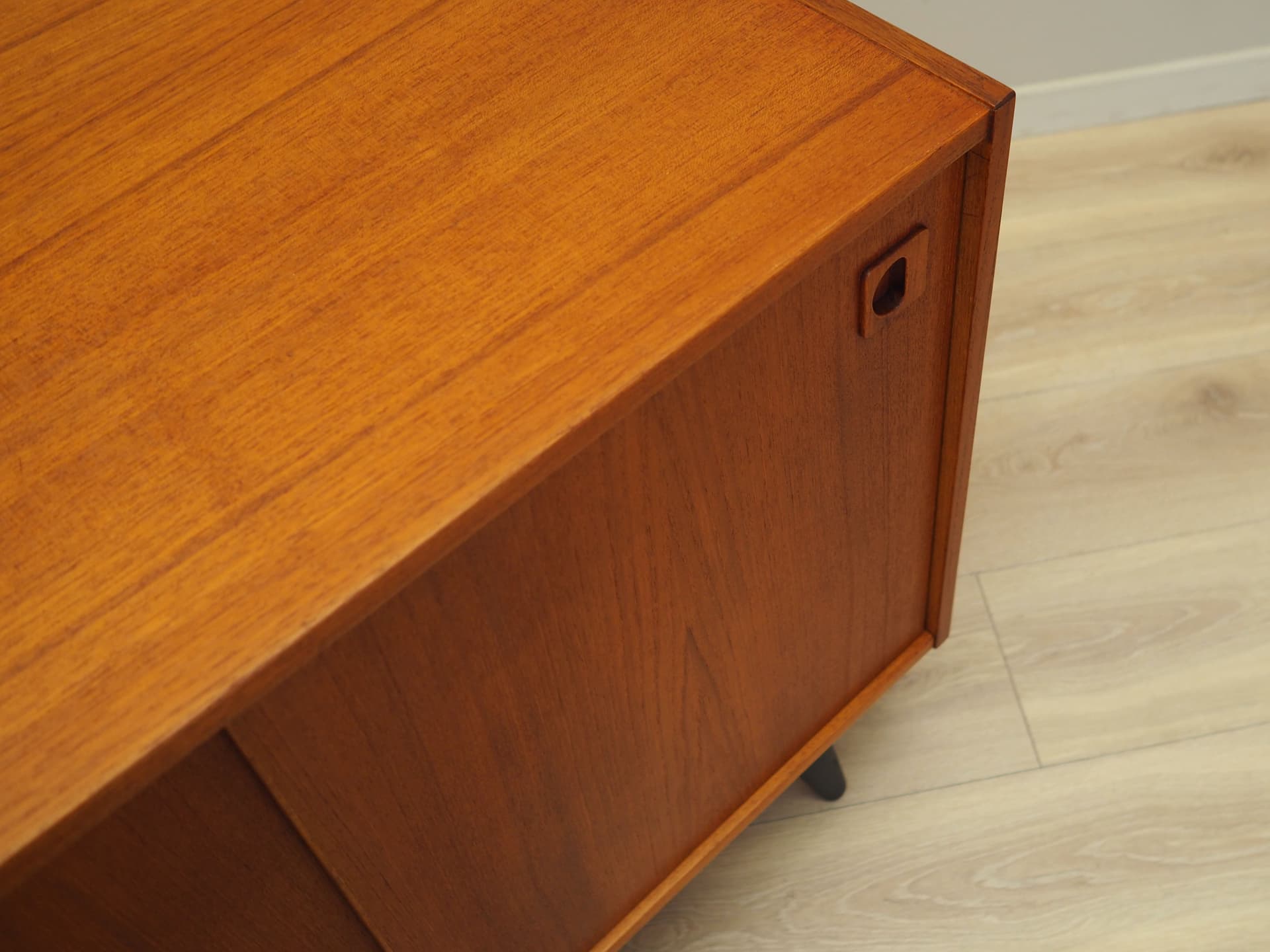 Cabinet, orange teak, black wood, Denmark, 1970s. - 66253