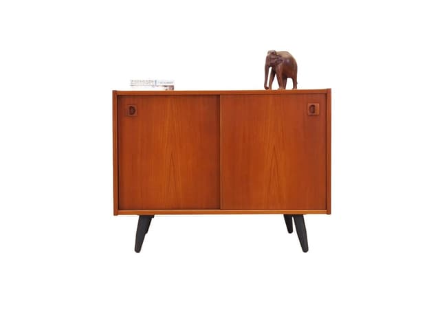 Cabinet, orange teak, black wood, Denmark, 1970s. - DIMENSION