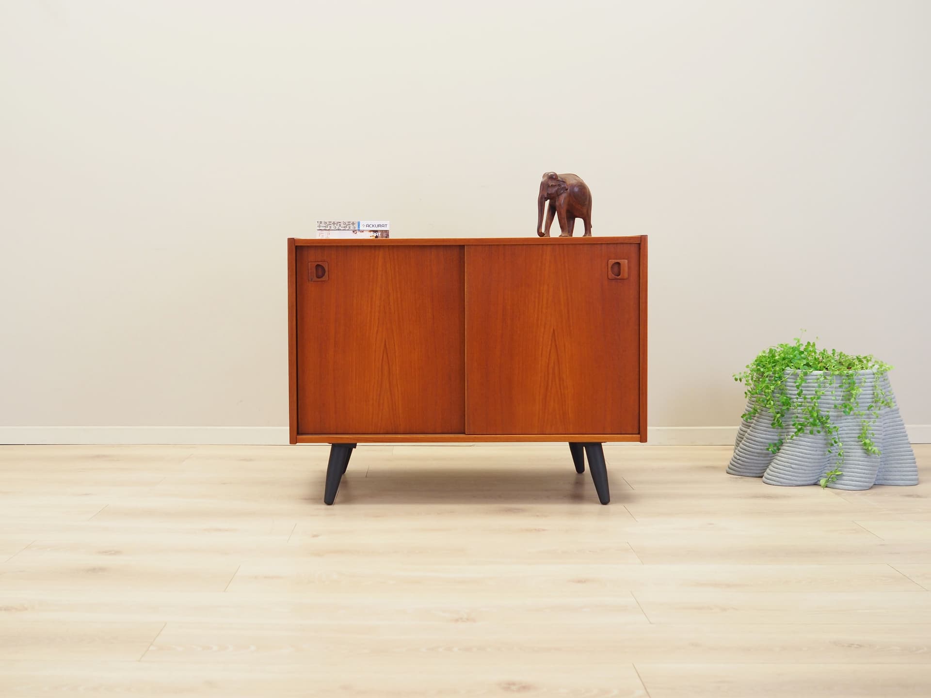 Cabinet, orange teak, black wood, Denmark, 1970s. - 66254