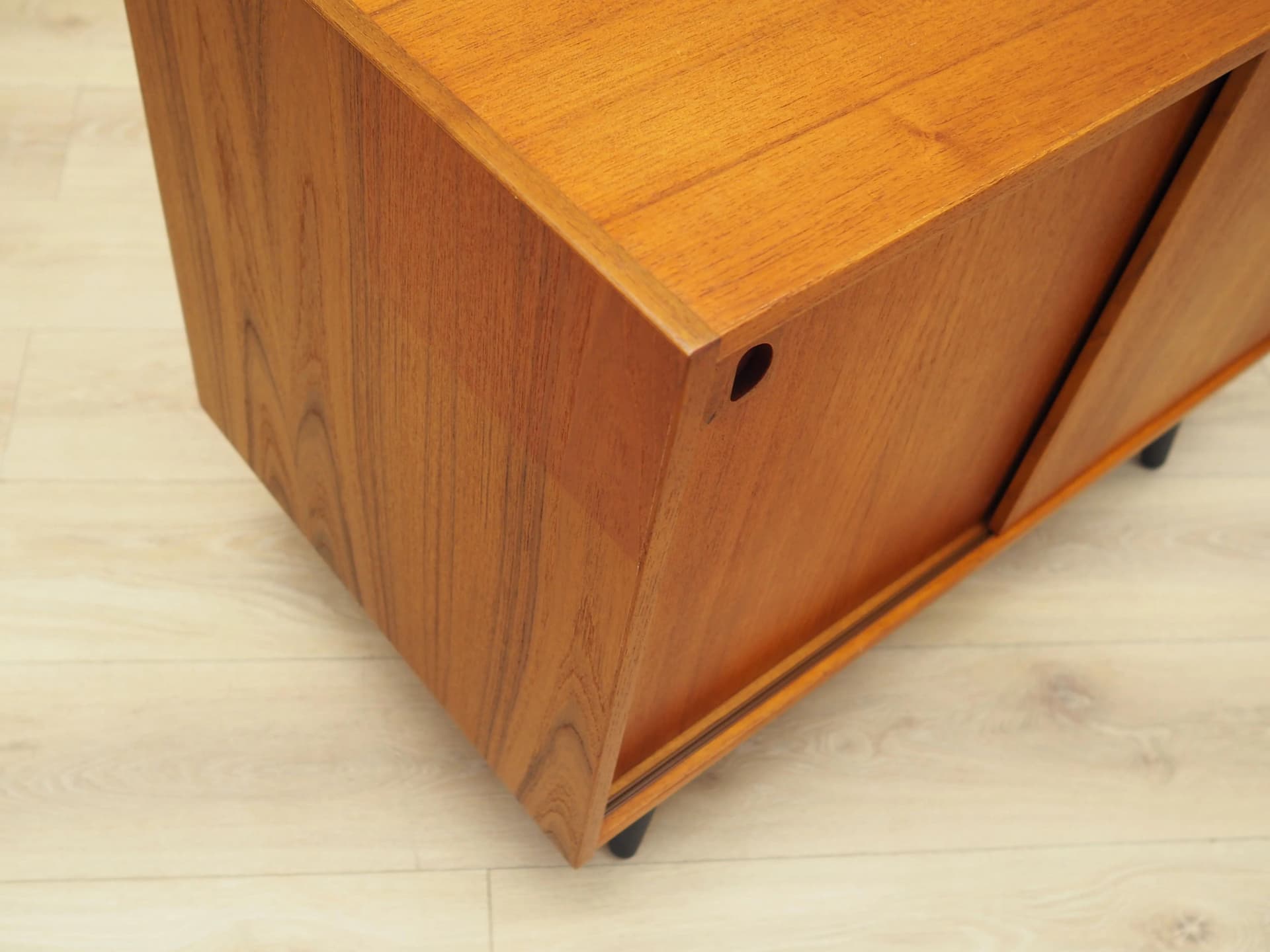 Cabinet, orange teak, black wood, Denmark, 1970s. - 26091