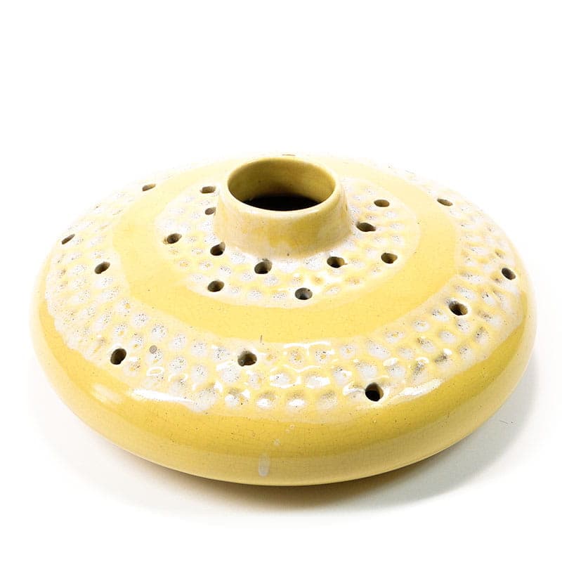 Wazon ikebana Ogródek 538, fajans żółty biały, Włocławek, Polska, lata 60. - 351097