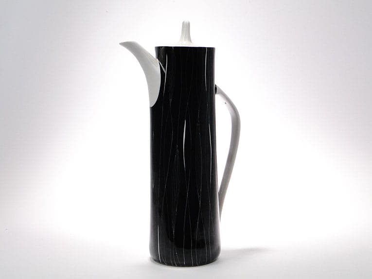 Coffee Pot Krokus, black white porcelain, by W. Potacki, Ćmielów, Poland, 1960s.