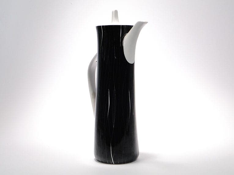 Coffee Pot Krokus, black white porcelain, by W. Potacki, Ćmielów, Poland, 1960s. - 351104