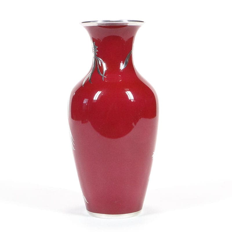 Wazon Art Deco, czerwony, porcelana, srebro, Rosenthal Selb, Niemcy, lata 50. - 351113