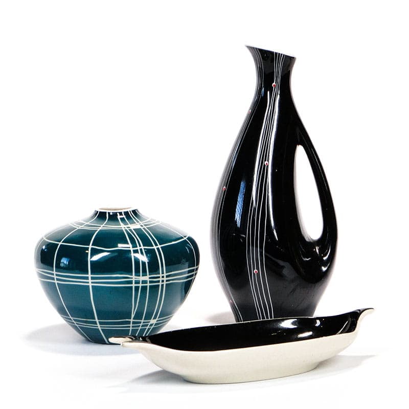 Platter Jaskółka, black white porcelain, Chodzież, Poland, 1970s. - 351126