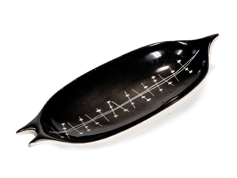 Platter Jaskółka, black white porcelain, Chodzież, Poland, 1970s. - 351121