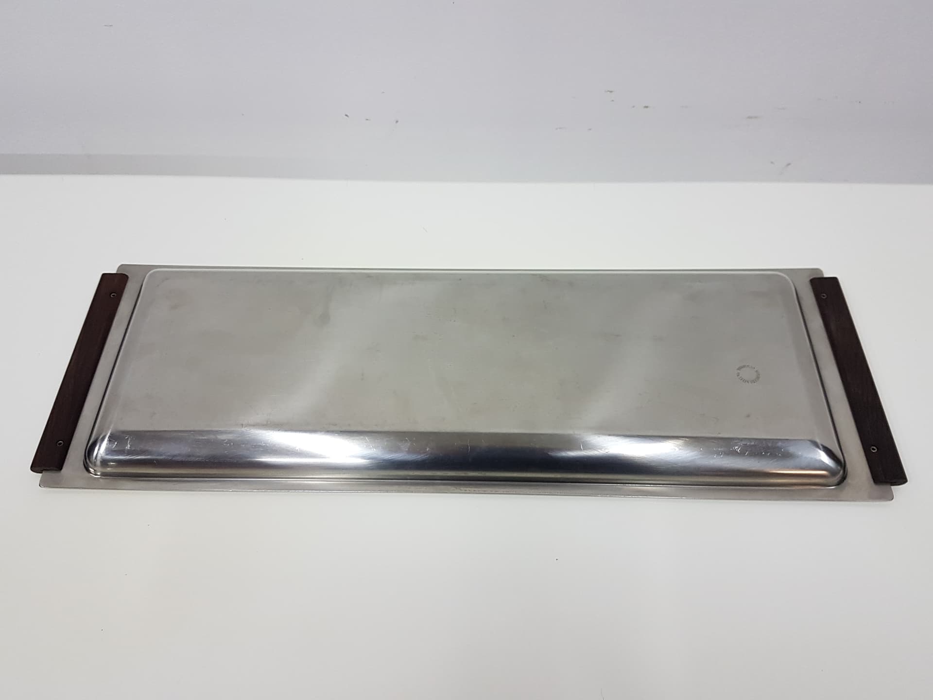 Set of three trays, stainless steel silver, teak brown - 351217