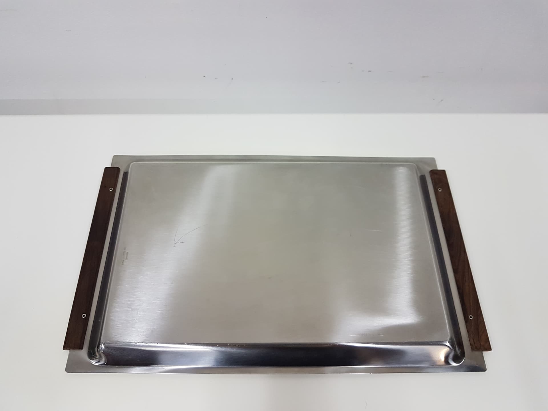 Set of three trays, stainless steel silver, teak brown - 351213