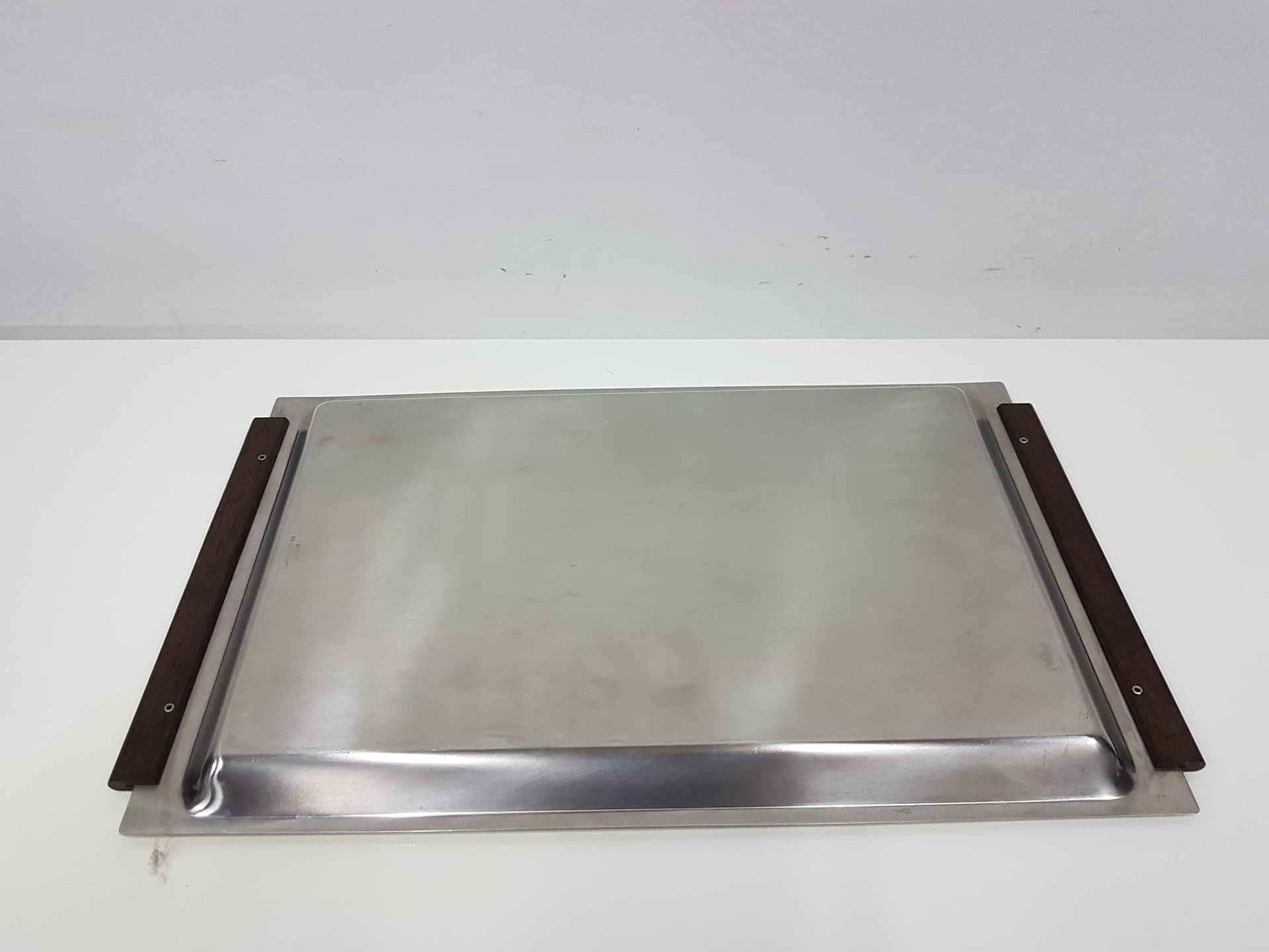 Set of three trays, stainless steel silver, teak brown - 351219