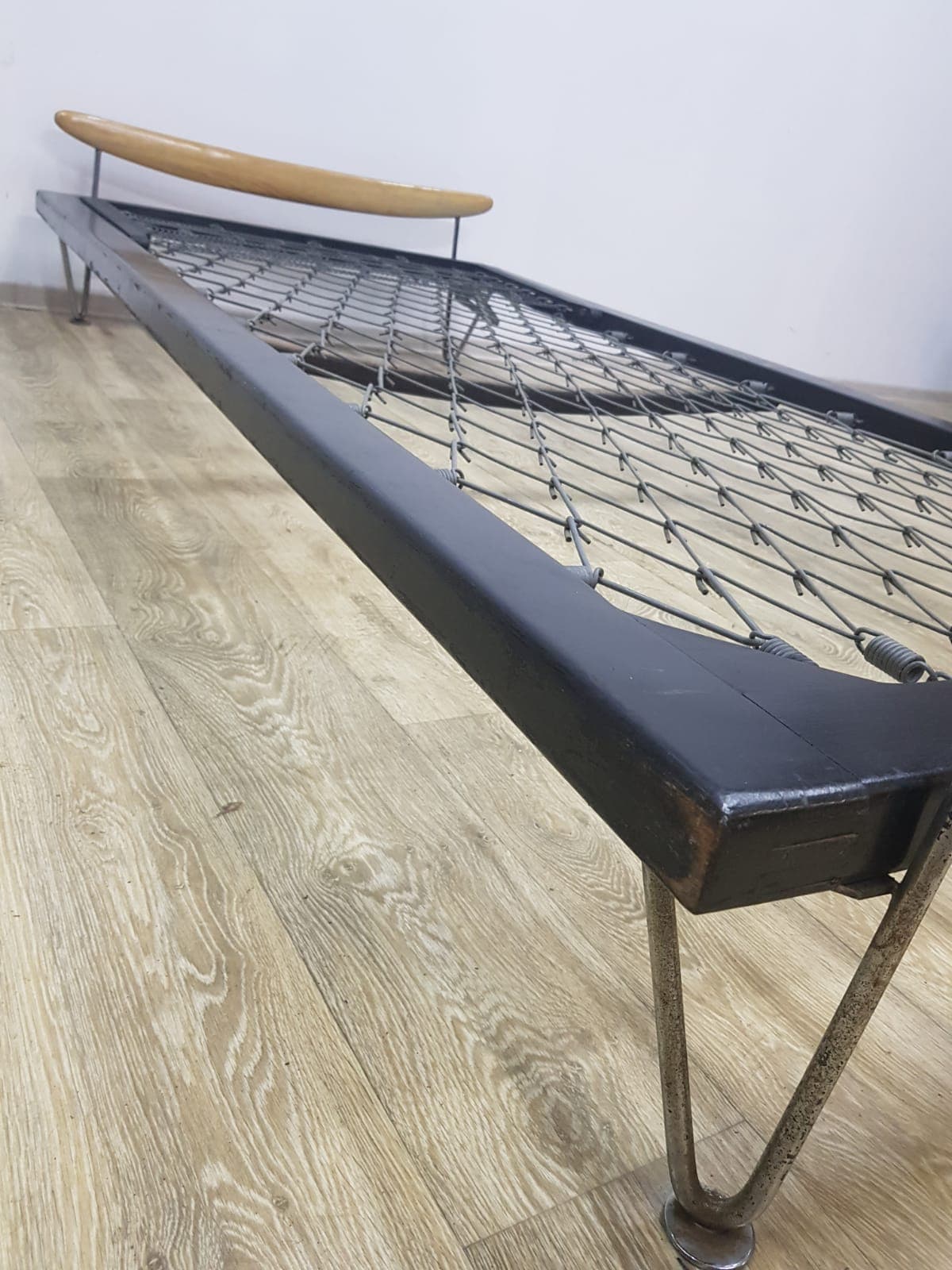 Daybed, No. 2, teak brown, chrome silver, black, by Fred Ruf - 351249