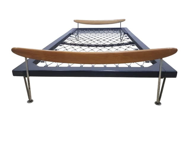 Daybed, No. 2, teak brown, chrome silver, black, by Fred Ruf - DIMENSION