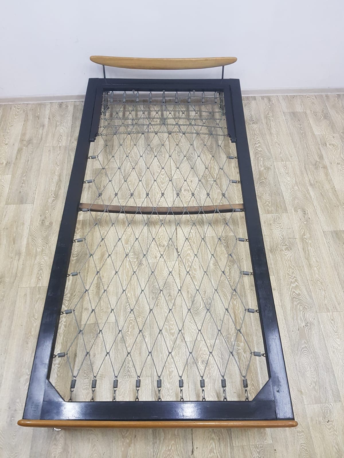 Daybed, No. 2, teak brown, chrome silver, black, by Fred Ruf - 351247