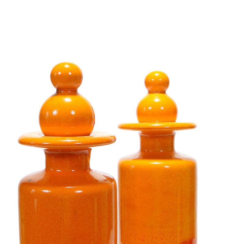 Pair of carafes, orange yellow ceramics, Hutschenreuther, Germany, 1970s. - 351295