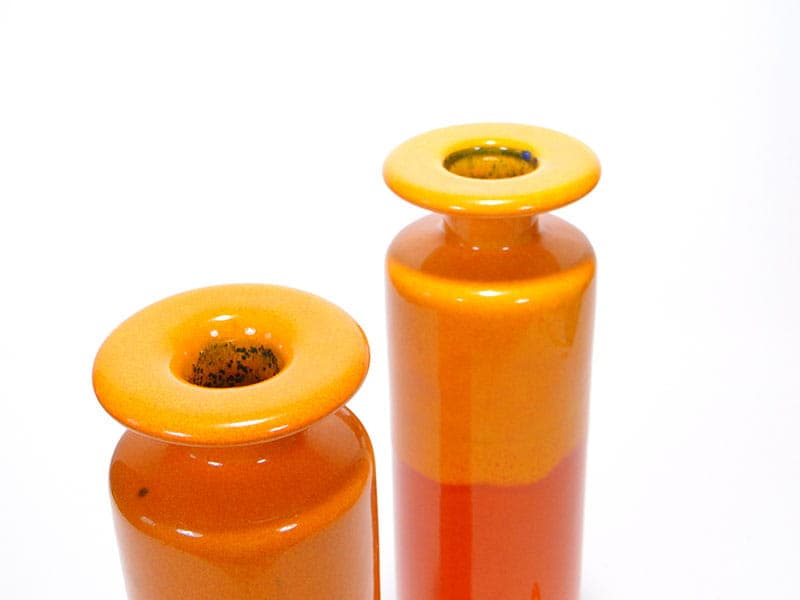 Pair of carafes, orange yellow ceramics, Hutschenreuther, Germany, 1970s. - 351299