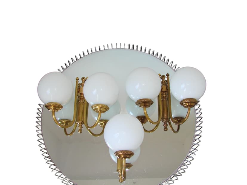 Coffee table round, silver mirror, silver metal, 1990s
