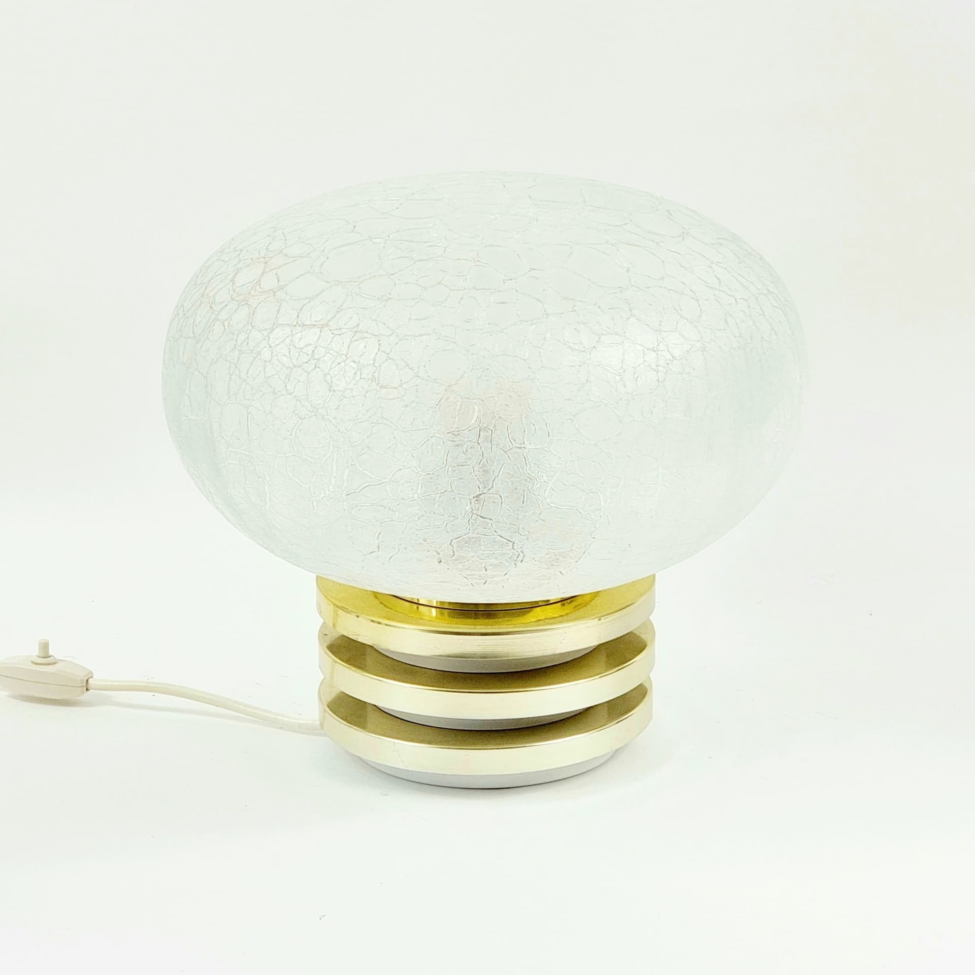 Lampa stołowa Space Age, szkło transparentne, metal złoty, Doria Leuchten, Niemcy, lata 60. - 351458
