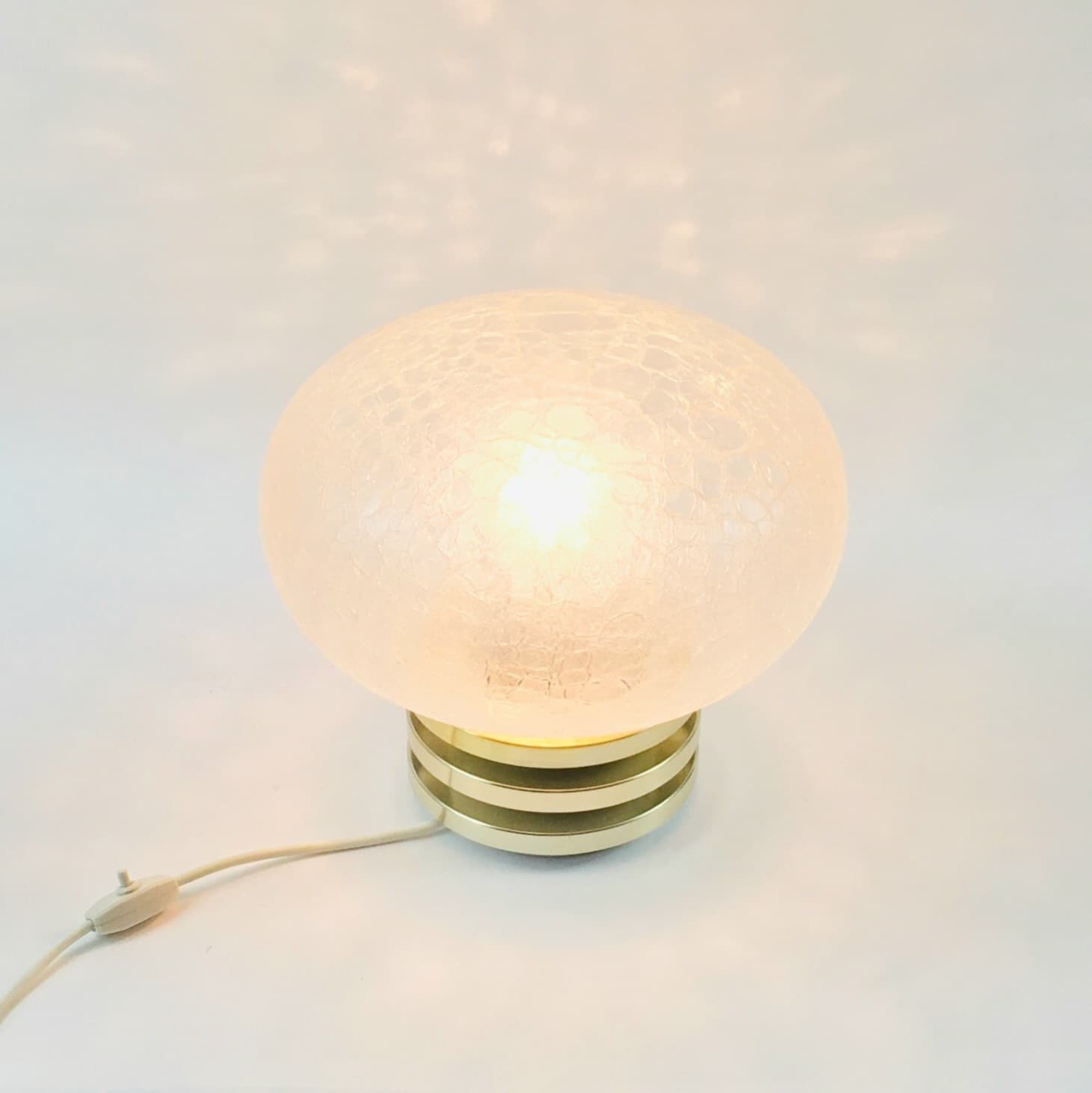 Lampa stołowa Space Age, szkło transparentne, metal złoty, Doria Leuchten, Niemcy, lata 60. - 351463