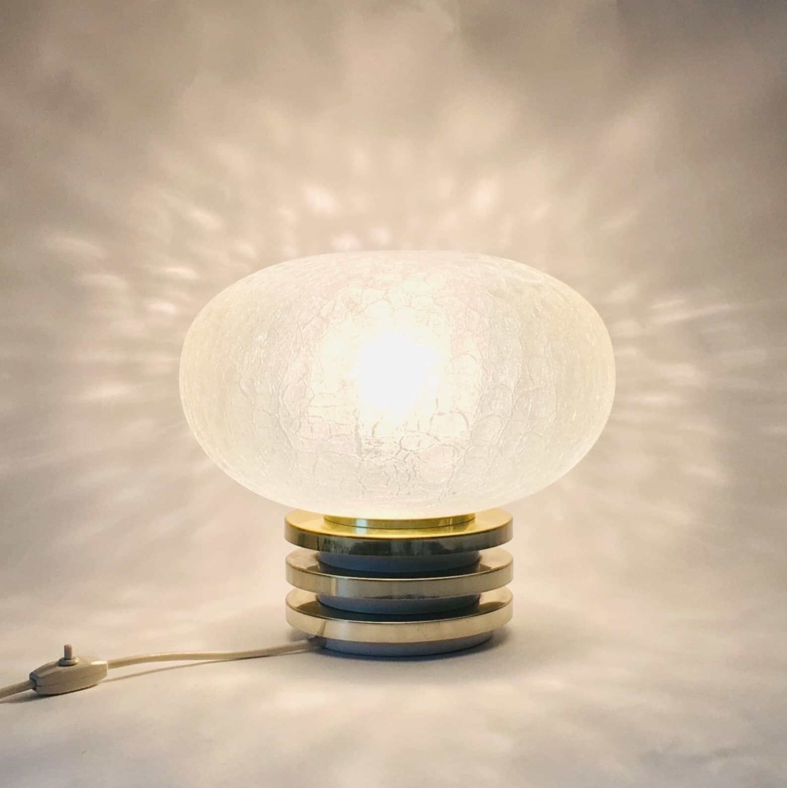 Lampa stołowa Space Age, szkło transparentne, metal złoty, Doria Leuchten, Niemcy, lata 60. - 351464