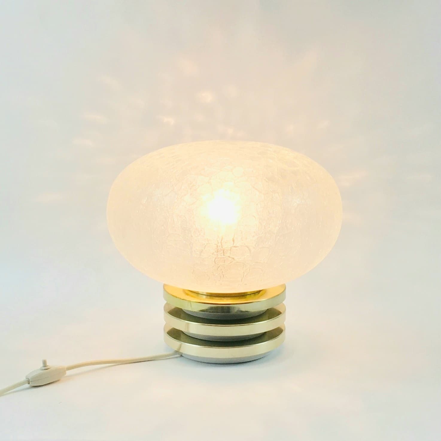 Lampa stołowa Space Age, szkło transparentne, metal złoty, Doria Leuchten, Niemcy, lata 60. - 351462