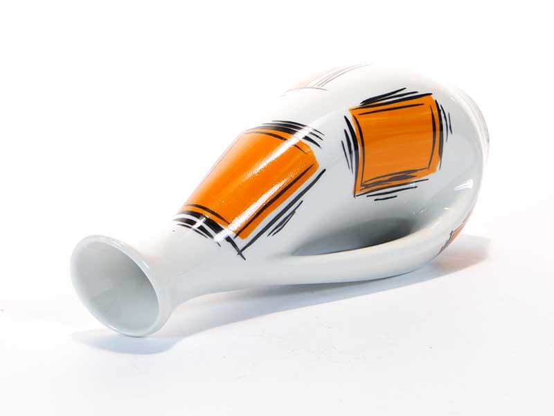 Wazon New Look, biały pomarańczowy czarny, porcelana, Wałbrzych, Polska, lata 60. - 351488