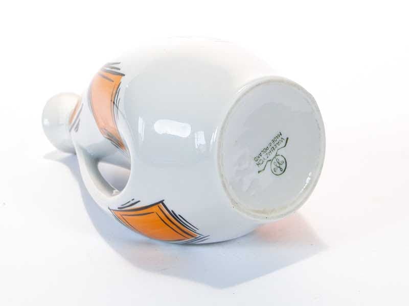 Wazon New Look, biały pomarańczowy czarny, porcelana, Wałbrzych, Polska, lata 60. - 351493