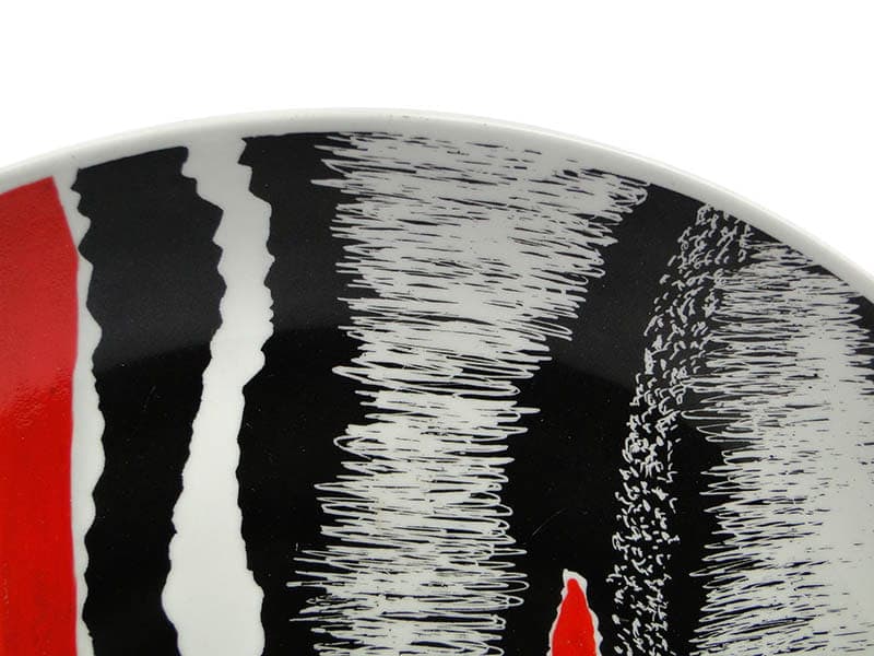 Decorative platter, black red white yellow porcelain, Zakład Porcelany Stołowej Krzysztof, Poland, 1950s - 351495