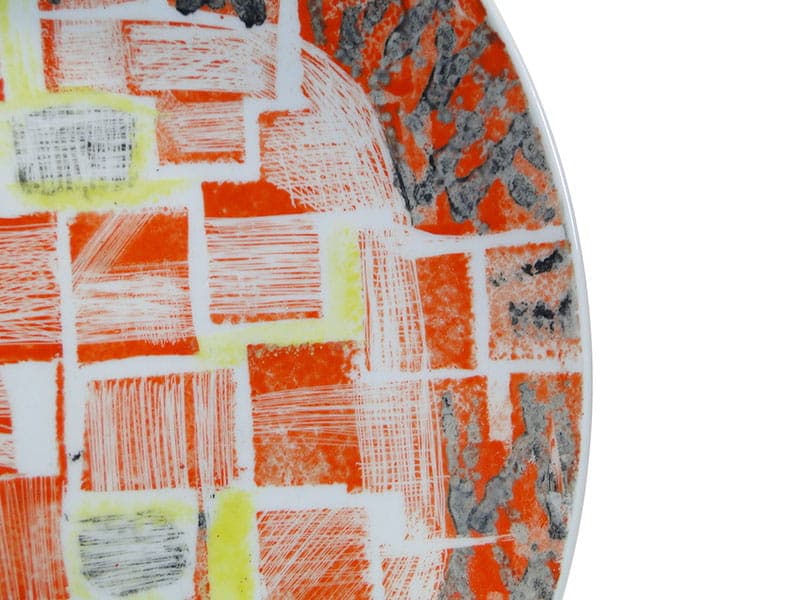 Decorative platter, orange-red porcelain, Zakład Porcelany Stołowej Krzysztof, Poland, 1950s - 351508