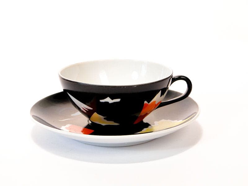 Coffee set Julita, black porcelain, by E. Ruszczyński, Wawel Porcelain Factory, Poland, 1950s. - 351530