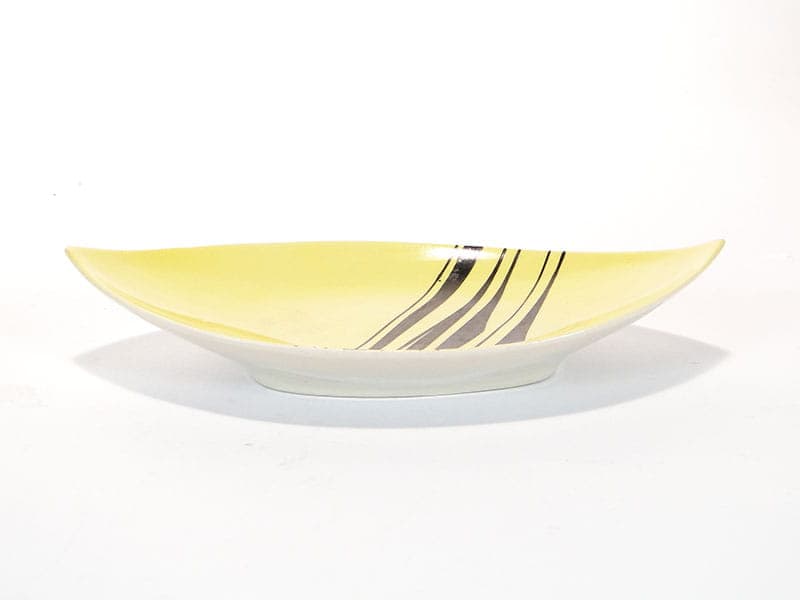 Patera łezka, żółty czarny, porcelit, proj. D. Duszniak, Chodzież, Polska, lata 60. - 351549