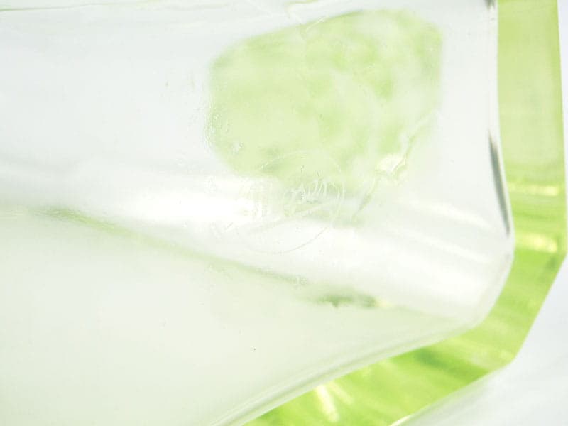 Decanter Art Deco, yellow-green uranium crystal glass, Moser, Czechoslovakia, 1920s - 351582