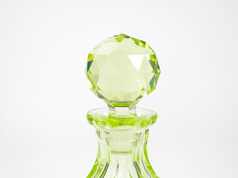 Decanter Art Deco, yellow-green uranium crystal glass, Moser, Czechoslovakia, 1920s - 351580
