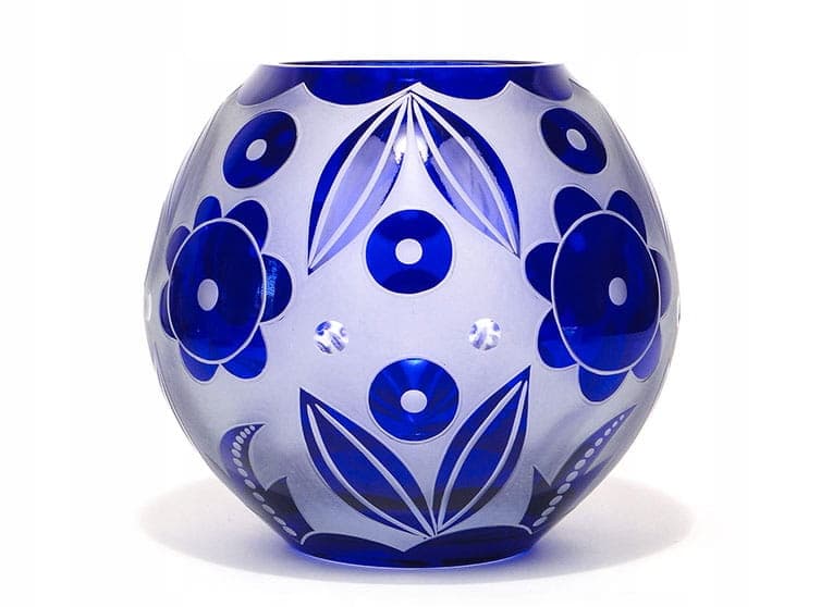 Wazon Art Deco, kryształ kobaltowy, Czechy, lata 30. - 351607
