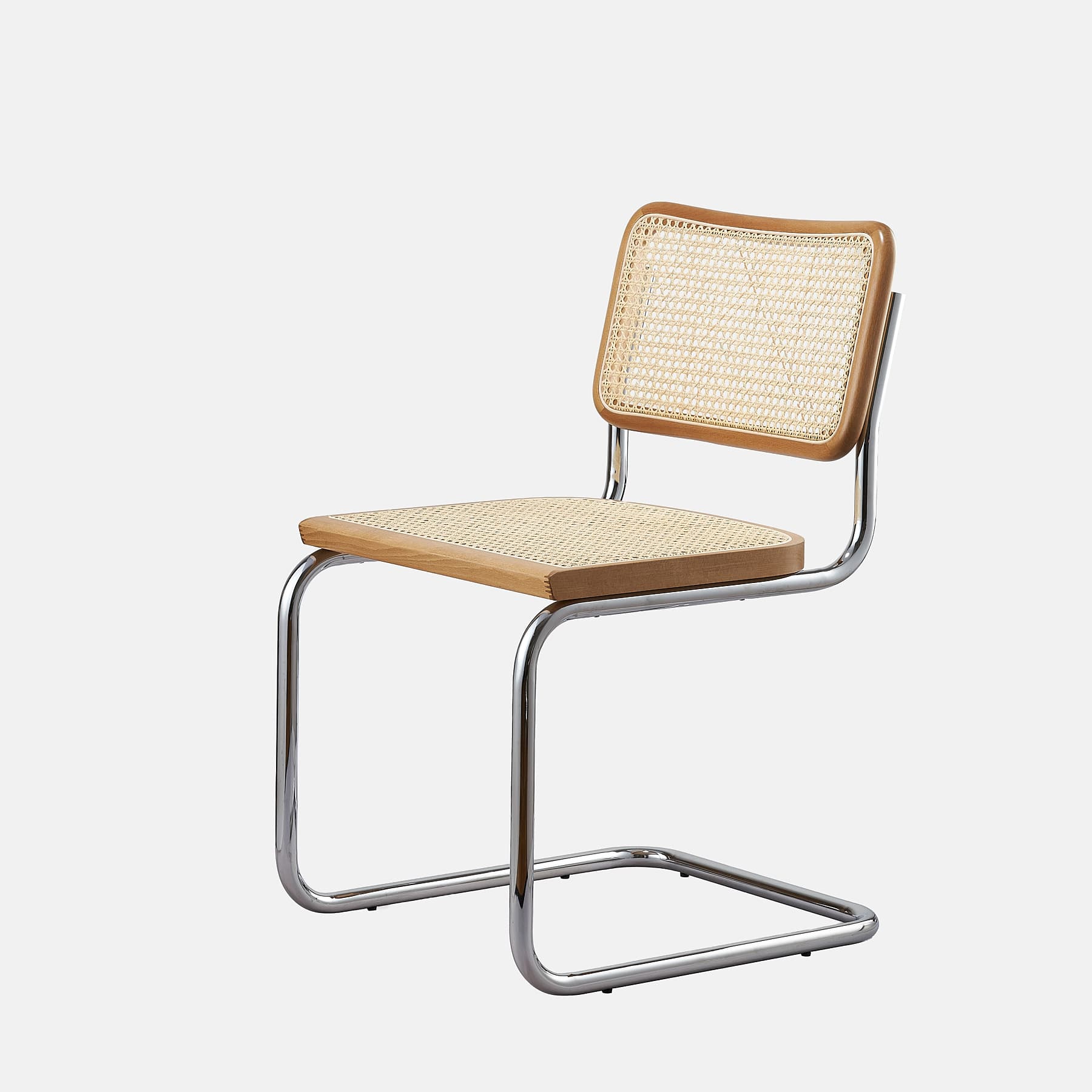 Zestaw 4 krzeseł z giętej stali premium wg proj. Cesca, M. Breuer, Bauhaus, miodowe - 351889