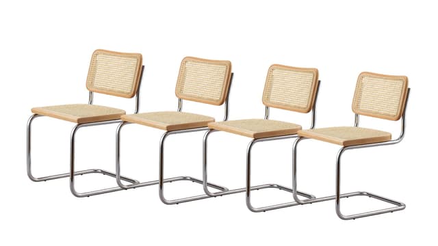Zestaw 4 krzeseł z giętej stali premium wg proj. Cesca, M. Breuer, Bauhaus, naturalny buk - WYMIARY