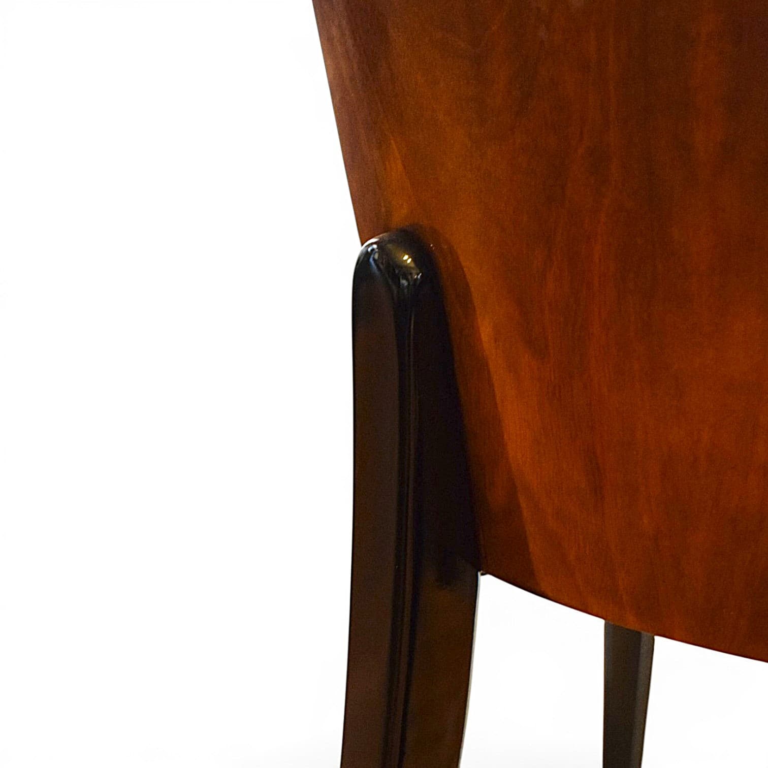 Set of four chairs H-214, black beech, brown walnut, green velvet, by J. Halabala, UP Závody, Czechoslovakia, 1950s - 351997