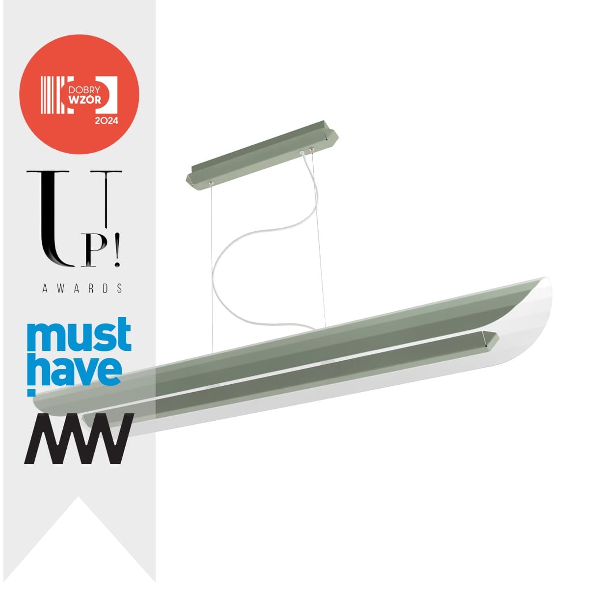 Lampa wisząca APOLIN 120 cm szałwiowy i biały, Kaspa x Grynasz Studio - 2857