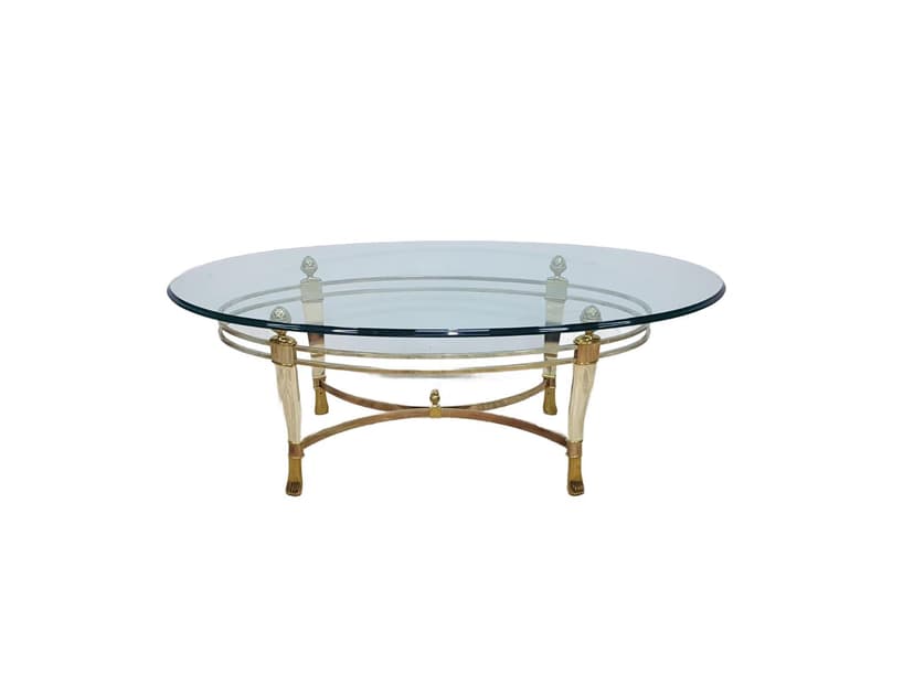 Coffee Table, Gold Brass, Transparent Glass, White Acrylic, Italy, 1970s