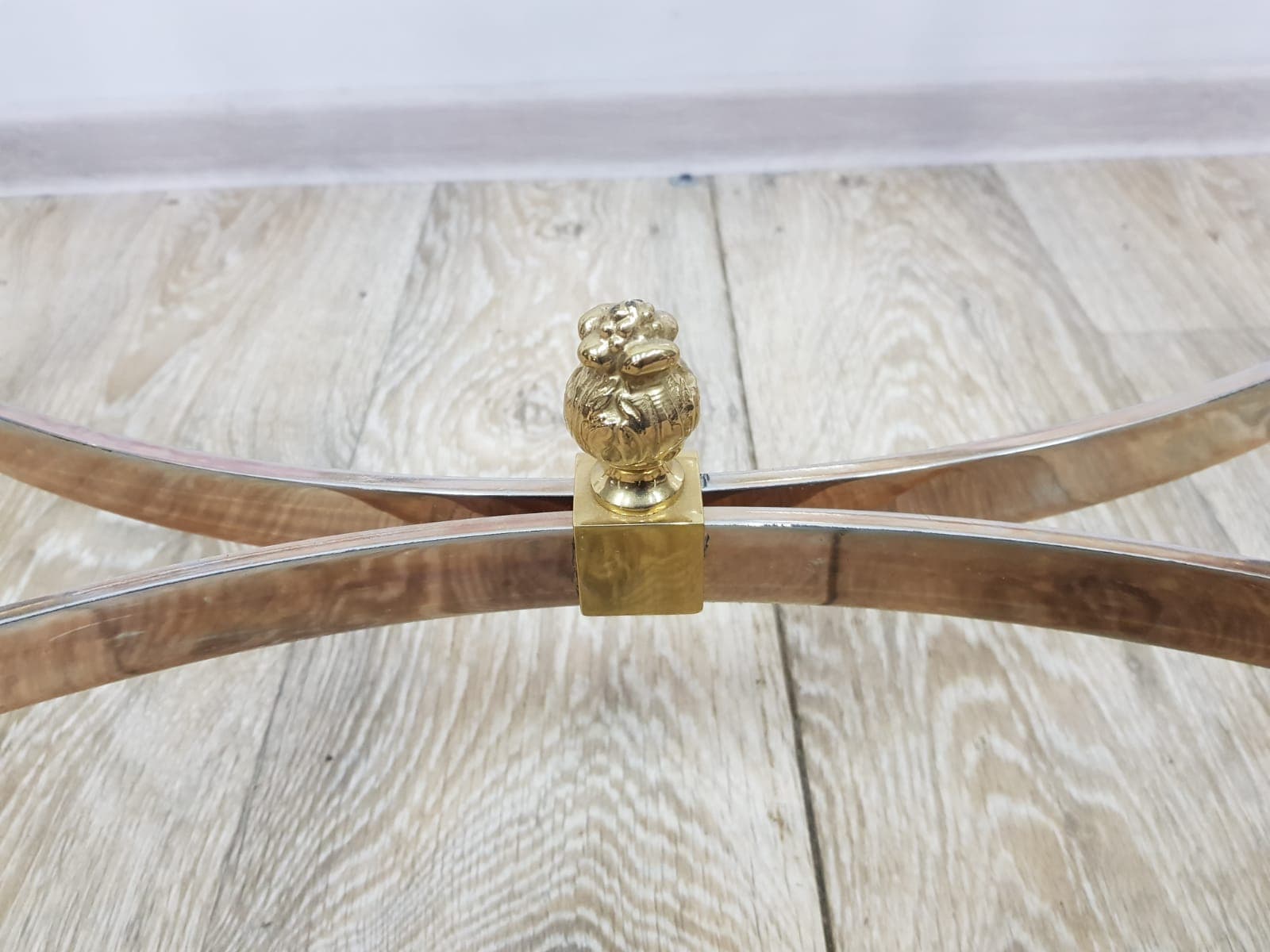 Coffee Table, Gold Brass, Transparent Glass, White Acrylic, Italy, 1970s - 352026