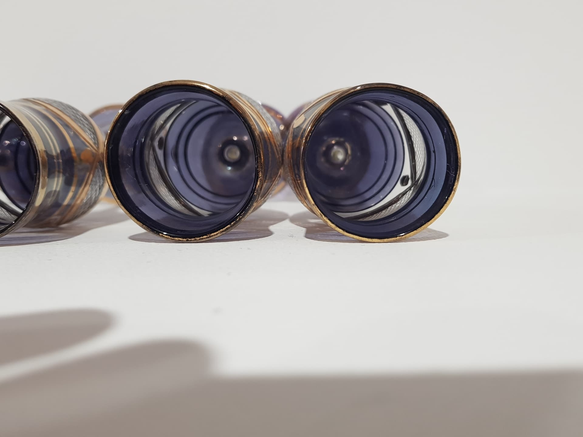 Set of Four Venetian Glasses, blue glass, gold, Italy, 1960s - 352056
