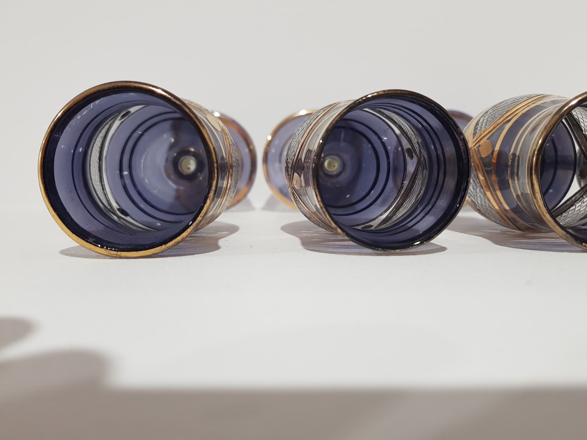 Set of Four Venetian Glasses, blue glass, gold, Italy, 1960s - 352058