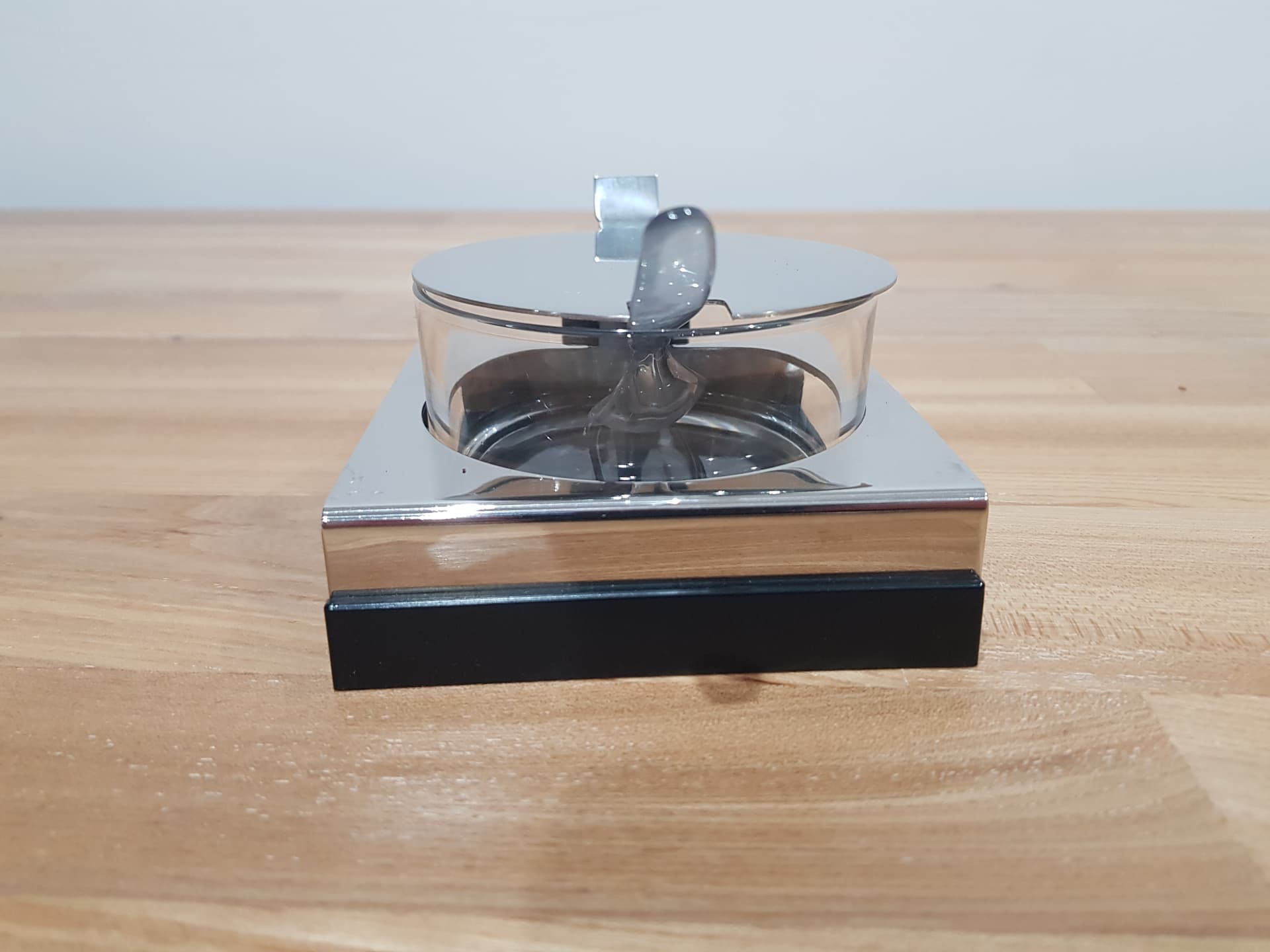 Condiment and Sweet Set Abert, silver stainless steel, transparent glass, Italy, 1970s. - 352070