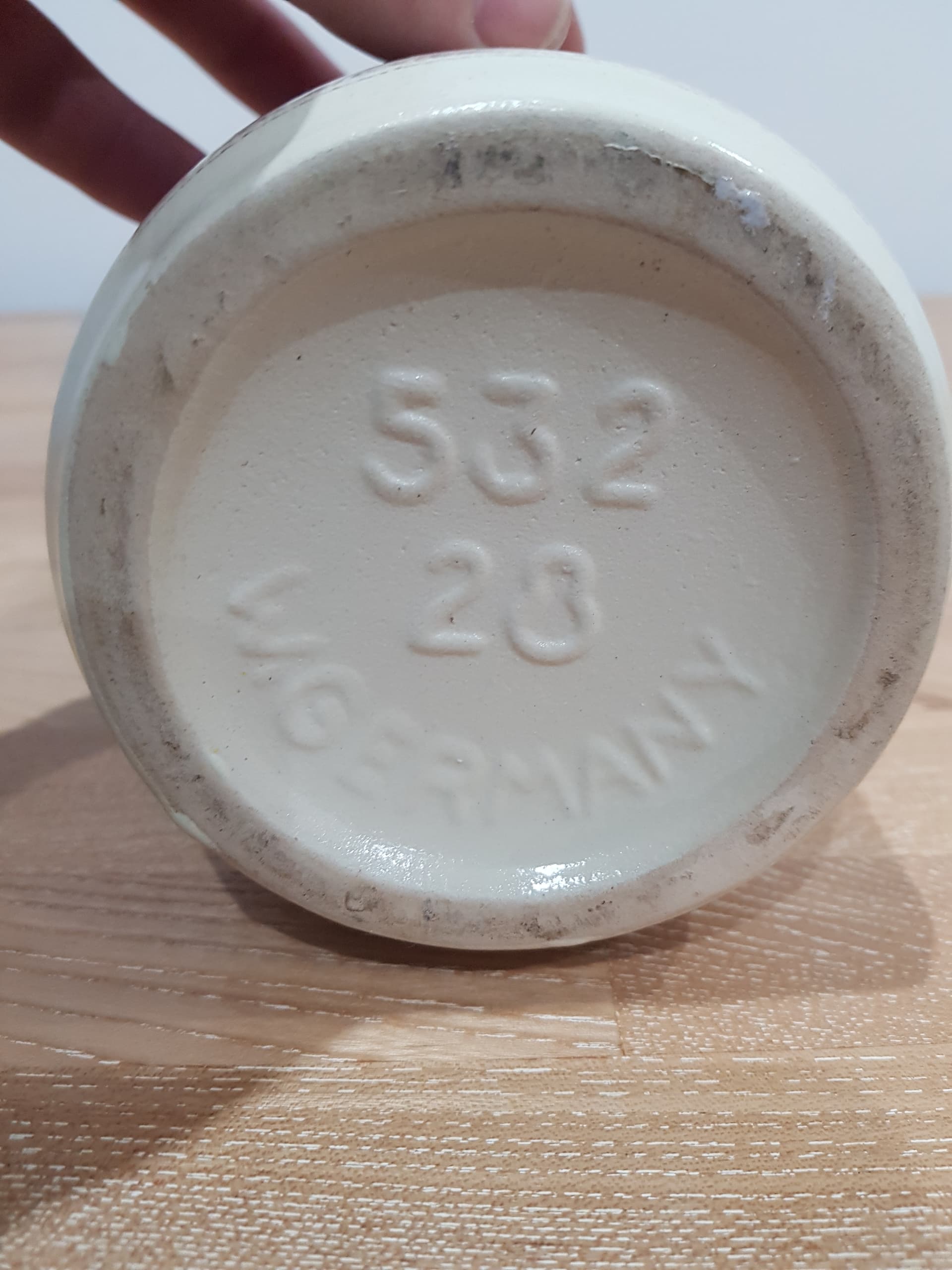 Wazon Europ Line, ceramika szkliwiona beżowa, Scheurich, Niemcy, lata 60. - 352078