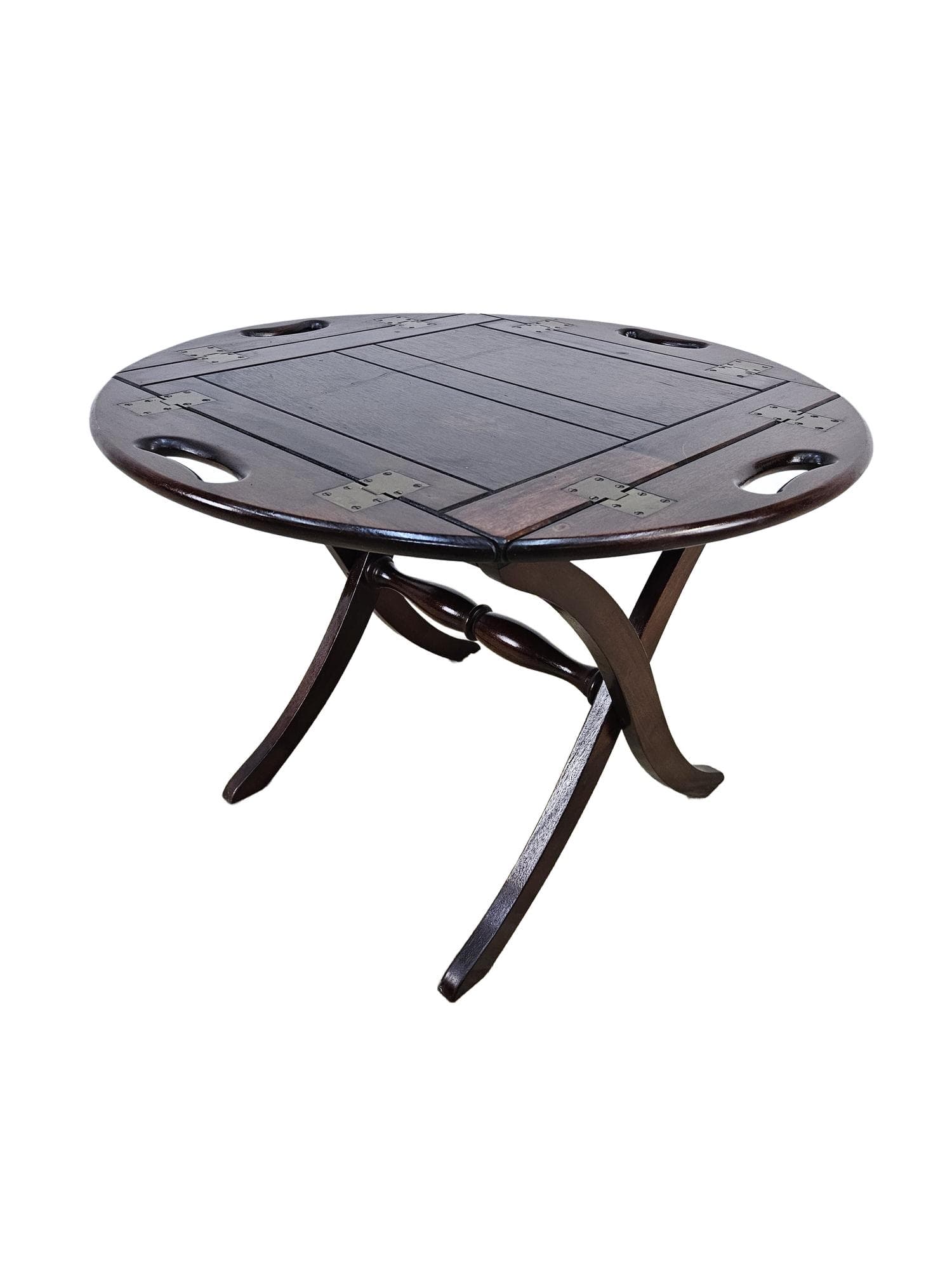 Side Table, brown mahogany, brass, United Kingdom, 1970s.