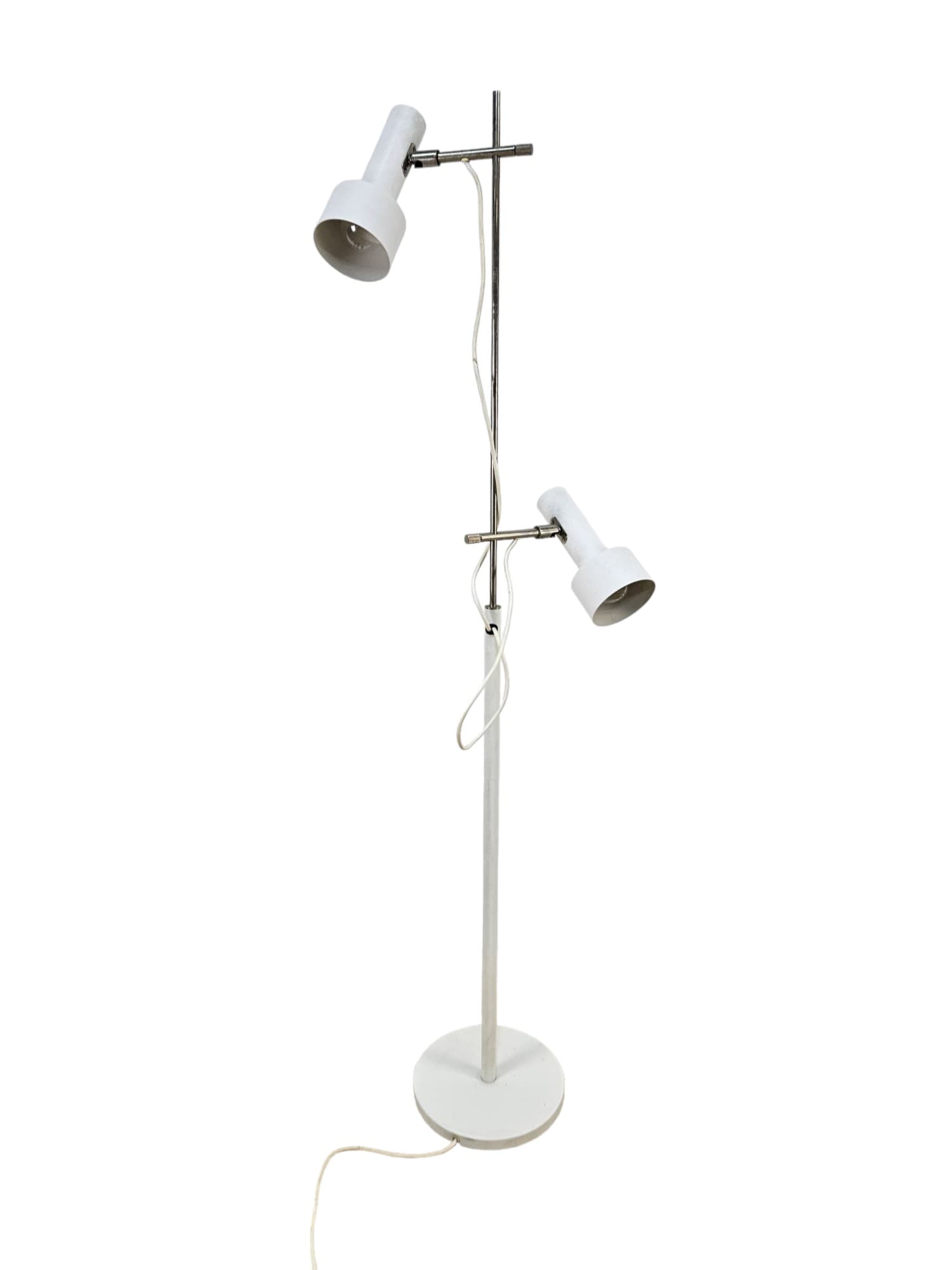 Lampa podłogowa, biała, metal chrom, Niemcy, lata 60. - 352188