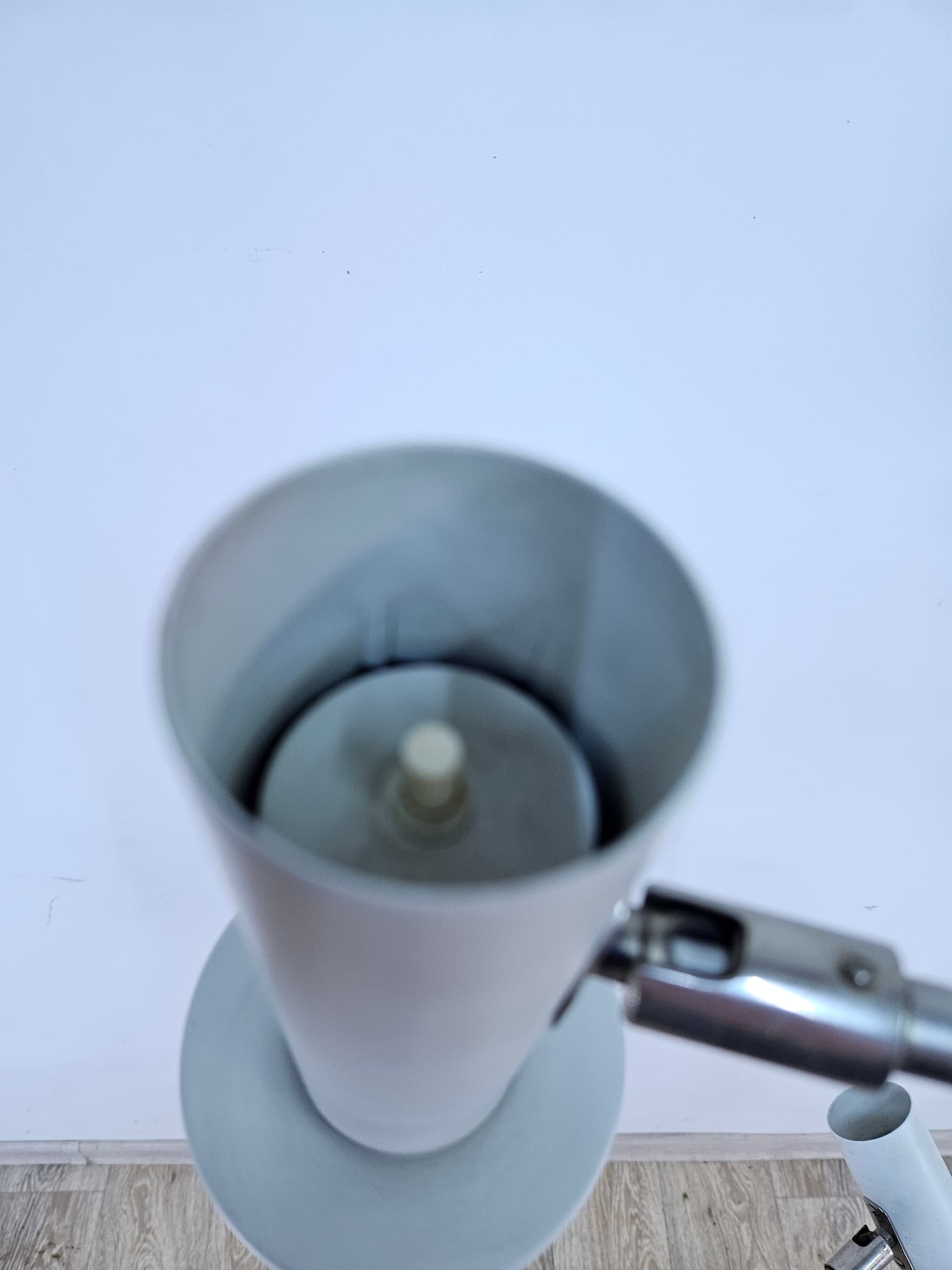 Lampa podłogowa, biała, metal chrom, Niemcy, lata 60. - 352181