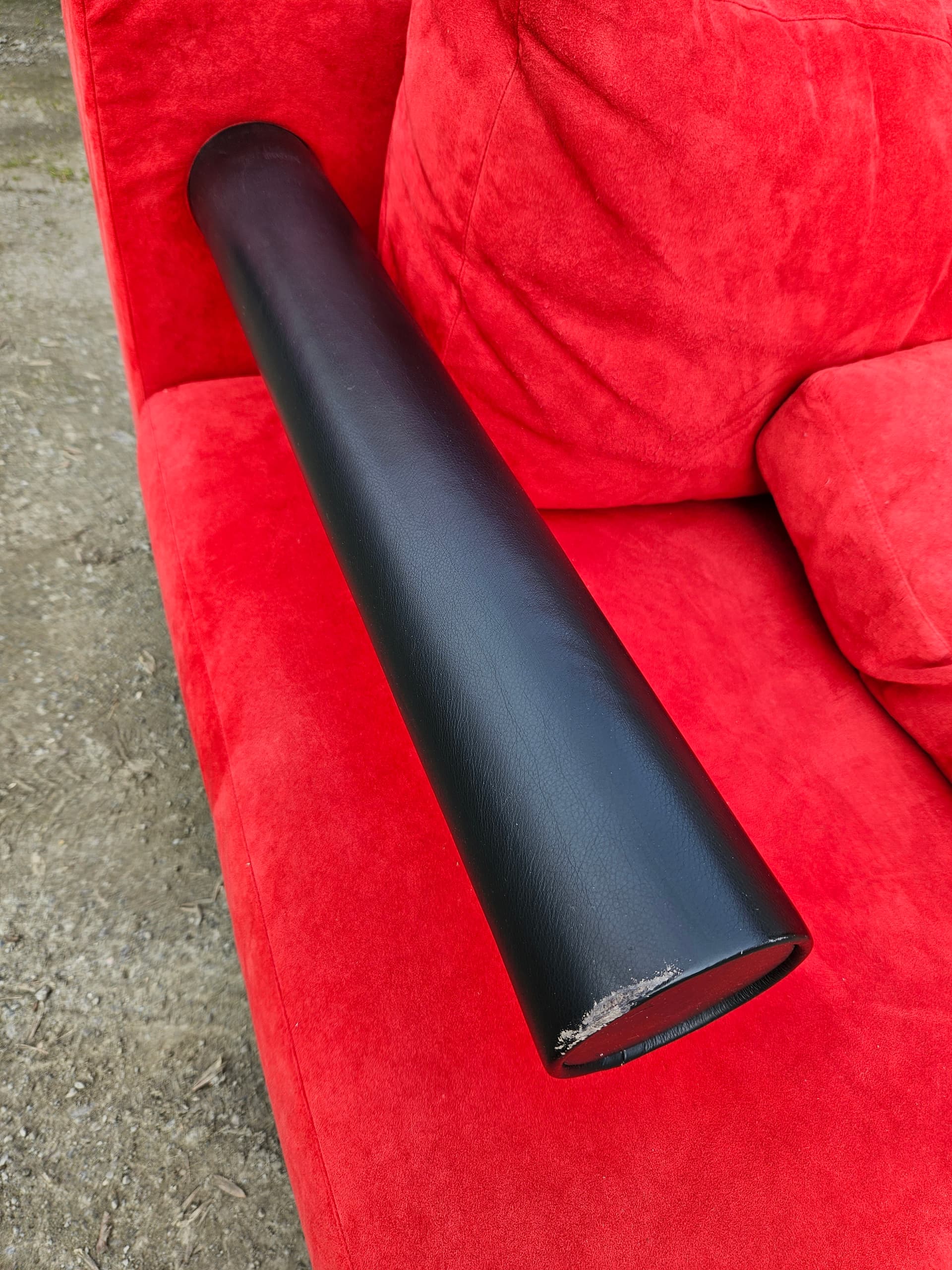 Sofa Sity, red velvet, black leather, B&B Italia, Italy, 1980s. - 352202