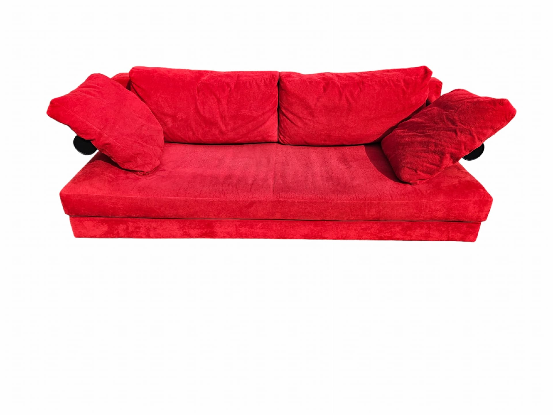 Sofa Sity, red velvet, black leather, B&B Italia, Italy, 1980s. - 352189