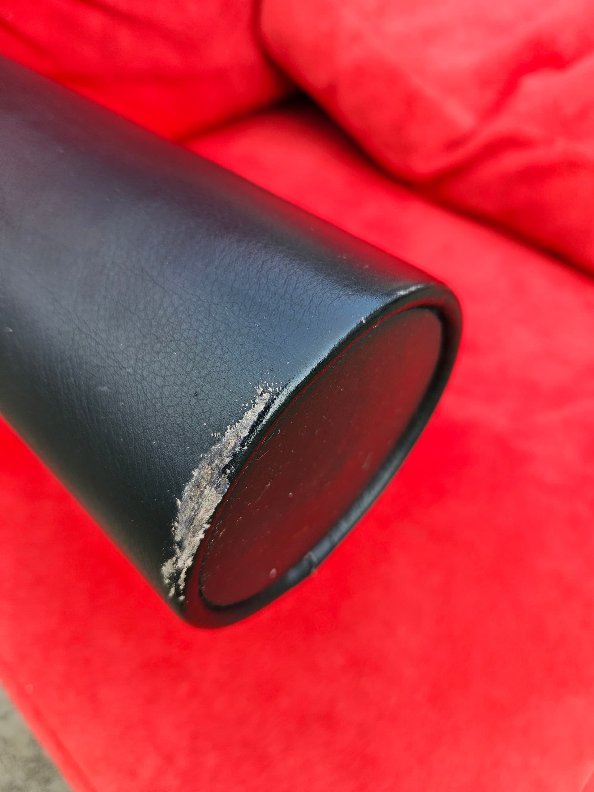 Sofa Sity, red velvet, black leather, B&B Italia, Italy, 1980s. - 352197