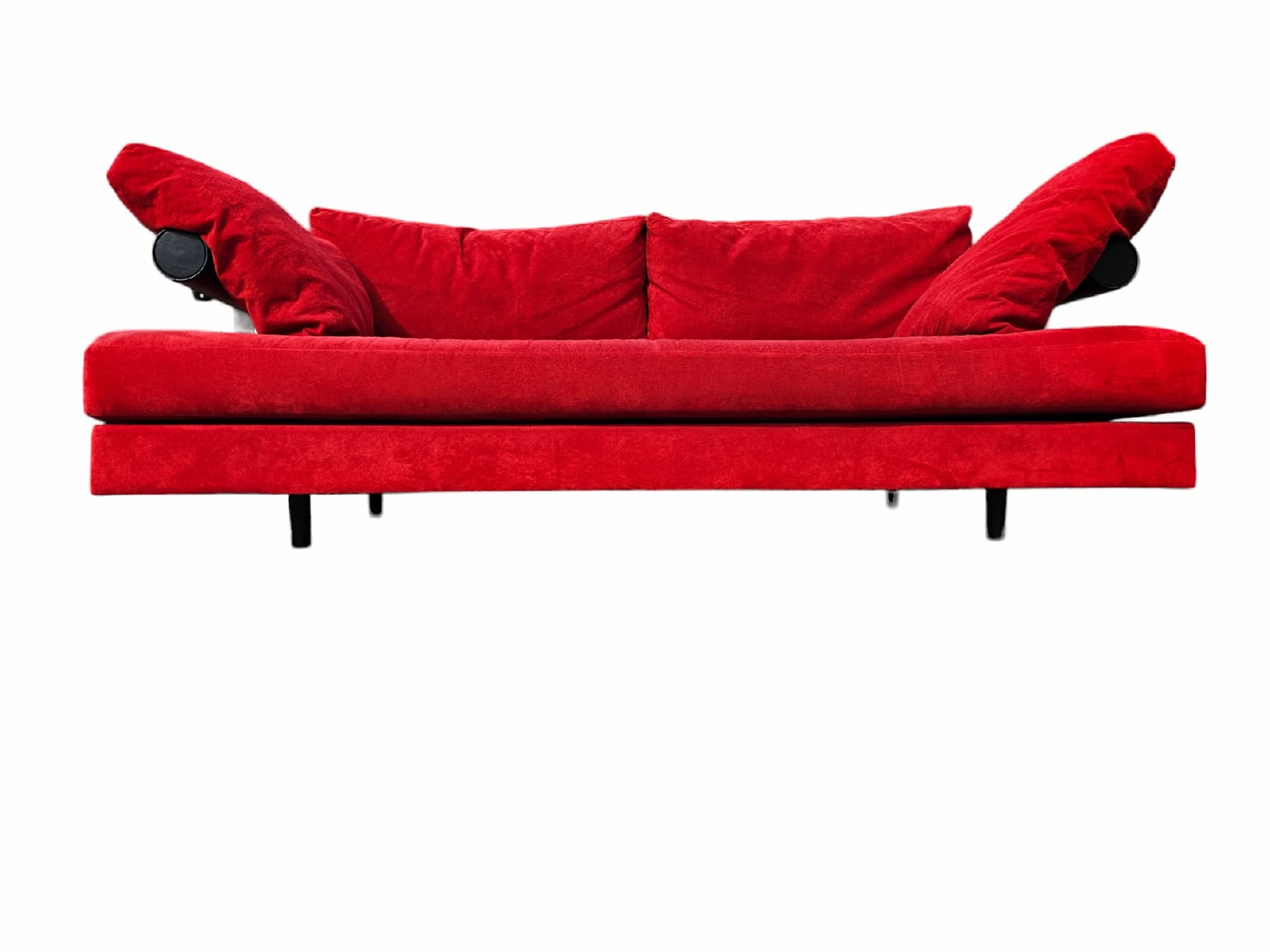 Sofa Sity, red velvet, black leather, B&B Italia, Italy, 1980s. - 352196